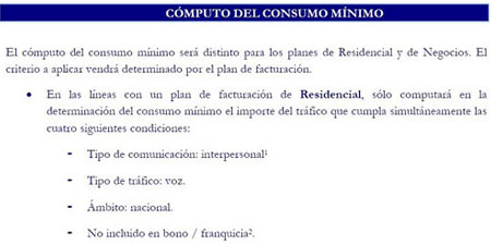 Movistar modifica el computo del consumo minimo
